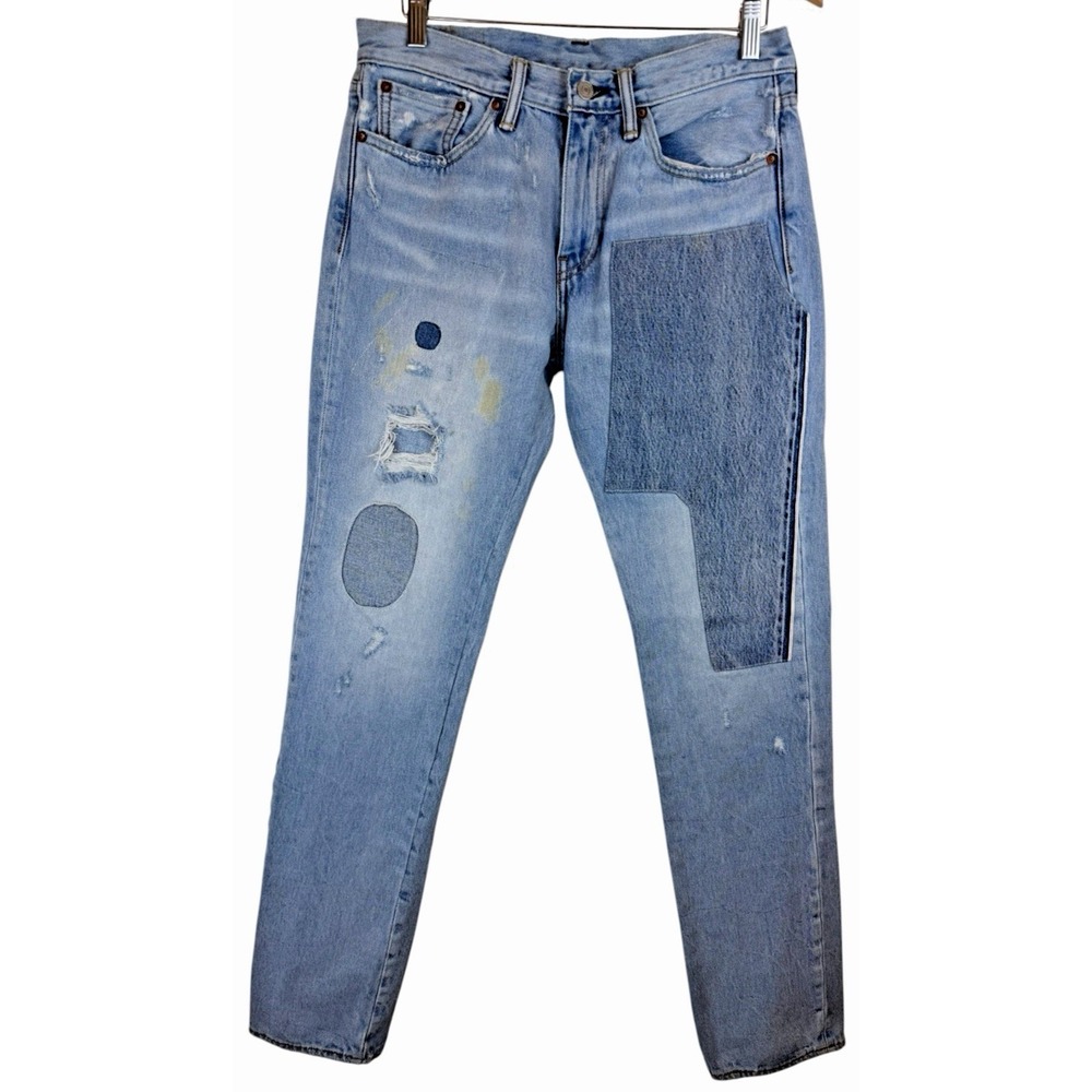 Levis‎ 511 Mens Size 32x34 Medium Wash Distressed Slim Fit Denim Jeans Patchwork